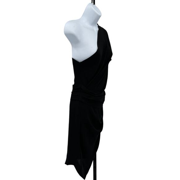 Iro Dress Womens EU 34/XXS Black Ferila Asymmetrical One Shoulder Ruched Formal - Picture 4 of 11